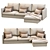 Harris Leather Chaise Sectional 3D model small image 7