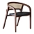 Modern Wooden Dining Chair with Rattan Back 3D model small image 1