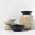 Handcrafted Lokalt Set: Serving Bowls & Vase 3D model small image 1