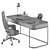 Sleek Gray Writing Desk 3D model small image 6