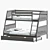 Sleek Lila Bunk Bed with Trundle 3D model small image 1