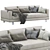 Elegant Milan Leather Sofa 3D model small image 1