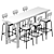 Industrial Loft Dining Set 3D model small image 3
