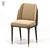 Sleek Wood Metal Fabric Dining Chair 3D model small image 1