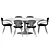 Elegant Oval Table Set with Apriori T in Sahara Noir 3D model small image 3