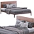 West Elm Modern Leather Show Wood Bed 3D model small image 3