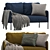 Glostad Classic Blue 2-Seater Sofa 3D model small image 1