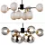 Sleek Hanging Lamps: Black & Gold | Milky White & Smoky Gray | 8 Heads 3D model small image 1