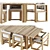 Brazilian-inspired Bahia Teak Table Set 3D model small image 2