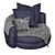 Luxury Velvet Swivel Chair 3D model small image 1