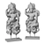 Ancient Dvarapala Wooden Statue 3D model small image 5