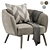 Modern Elegance: Uovo Armchair with Pillows 3D model small image 2