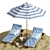 Sunset Relaxation: Beach Umbrella & Chaise Longue Set 3D model small image 3