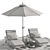 Sunset Relaxation: Beach Umbrella & Chaise Longue Set 3D model small image 5