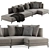 Minotti Allen Corner Sofa: Stylish and Comfortable 3D model small image 3