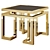 Golden Glass Side Table - Modern Style 3D model small image 1