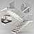 Sleek Modern Staircase for Contemporary Interiors 3D model small image 1