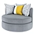 Contemporary Gray Swivel Accent Chair 3D model small image 1