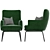 Elegant Bisma Armchair - Dark Green 3D model small image 5