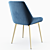 Plush Velvet Side Chair 3D model small image 2