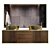 Golden Sink with Wooden Bathroom Furniture 3D model small image 1