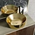 Golden Sink with Wooden Bathroom Furniture 3D model small image 4