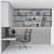 ErgoHome Office Desk Set 3D model small image 4