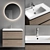 D-Neo Vanity Set: Wall-Mounted Unit, Ceramic Washbasin & Mirror 3D model small image 1