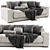 West Elm Dalton 2 Seater Sofa 3D model small image 1