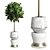 90 Indoor Plant Marble Vase - Ficus Rubbery 3D model small image 1