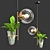 Modern Pendant Lamp with Hanging Plants 3D model small image 2