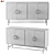 Contemporary White/Black Sideboard with Detachable Design 3D model small image 2