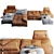 Modular Tab Sofa with Adjustable Seats, Backs, Armrests, and Tables 3D model small image 1
