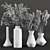 Elegant Dried Pampas Bouquet 3D model small image 4