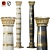 Elegant Classic Column: Black & Gold | White & Gold 3D model small image 1