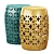 Emerald & Mustard Ceramic Garden Stool 3D model small image 2