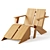 Teak Adirondack Chair Set: Comfortable Outdoor Seating 3D model small image 1