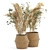 Pampas Bliss: 20 Dry Plants in Wicker Basket 3D model small image 1
