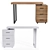 Ashby Desk: White & Chrome, Walnut & Black 3D model small image 1