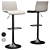 Modern Grey Adjustable Bar Stools 3D model small image 6