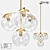 LoftDesigne 1034 Pendant Light: Modern Metal and Glass, 4-Light, E27 3D model small image 1