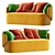 Elegant Crescent Sofa 3D model small image 1