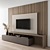 Modern Black and Wood TV Wall 3D model small image 2