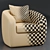 Cozy Jasper Boucle Swivel Armchair 3D model small image 4