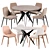 Oscar Dining Chair & Eliza L Table Set 3D model small image 1