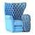 Elegant Bergere Armchair: 108cm x 90cm x 96cm 3D model small image 4