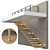 Contemporary Concrete and Wood Staircase 3D model small image 1