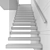 Contemporary Concrete and Wood Staircase 3D model small image 4