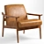 1950s Inspired Leather Accent Chair 3D model small image 1