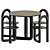 Elegant Mono Dining Set 3D model small image 3